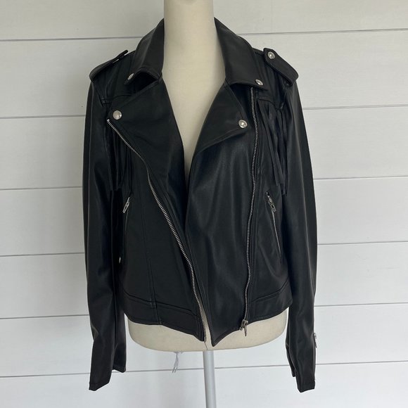Blank NYC Jackets & Blazers - Blank NYC Black Fringe Leather Jacket Size S